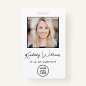 ロゴQRバーコード従業員写真ID バッジ (正面)