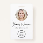 ロゴQRバーコード社員写真IDバッジ バッジ (正面)