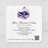 *~*ロゴQRパープルラベンダーバラフローラ花 スクエア名刺 (裏面)