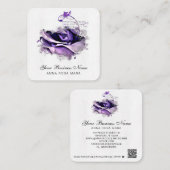 *~*ロゴQRパープルラベンダーバラフローラ花 スクエア名刺 (正面/裏面)