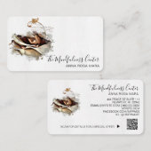 *~*ロゴQRピーチサンゴバラフローラ花 名刺 (正面/裏面)