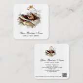 *~*ロゴQRピーチ金ゴールドバラフローラ花 スクエア名刺 (正面/裏面)