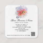 *~*ロゴQRフローラフラワーぶら下がったズピンクペチュニアポット スクエア名刺 (裏面)