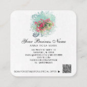 *~*ロゴQRフローラフラワーぶら下がったズブルーペチュニアポット スクエア名刺 (裏面)