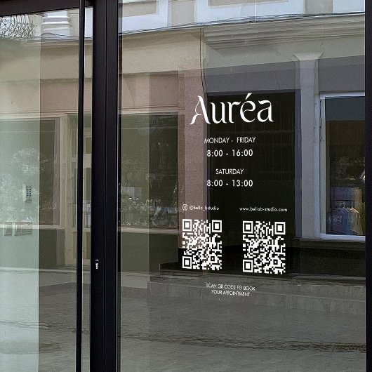 ロゴQR営業時間ソーシャルメディアビジネスウィンドウクリング ウィンドウサイン