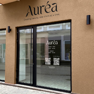 ロゴQR営業時間ソーシャルメディアビジネスウィンドウクリング ウィンドウサイン