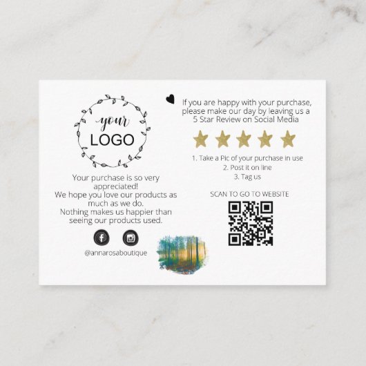 *~*ロゴQR森の森をレビューありがとうAP8 エンクロージャーカード (裏面)