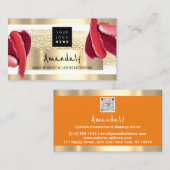 ロゴQR CODEロゴ金ゴールドピンクストロークメイクアップアーティスト 名刺 (正面/裏面)