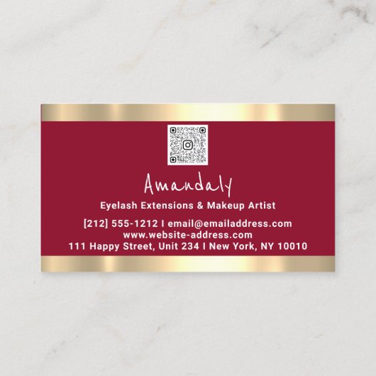 ロゴQR CODEロゴ金ゴールド絵を描Burgundy 名刺 (裏面)