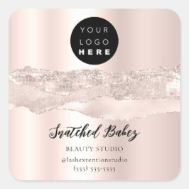 ロゴQRCodeオンラインショップストロークバラグリッター スクエアシール