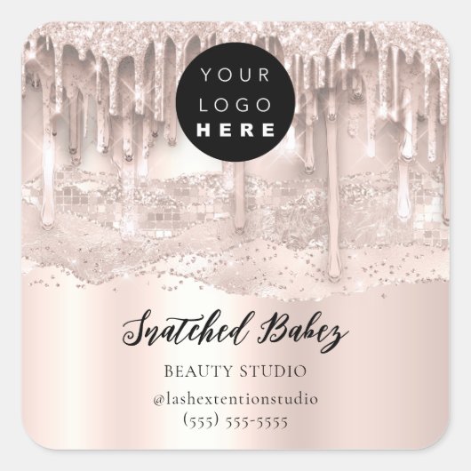 ロゴQRCodeオンラインショップストロークバラドリップ スクエアシール (正面)