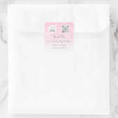 ロゴQrCodeオンラインショップピンク スクエアシール (バッグ)