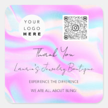 ロゴQrCodeオンラインショップホログラフィックピンクブルー