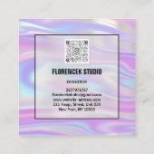 ロゴQRCODEショッププロフェッショナルホログラフィグラデーションック スクエア名刺 (裏面)