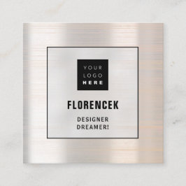 ロゴQRCODEショップホログラフメイクアップミニマリズムバラ スクエア名刺