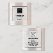 ロゴQRCODEショップホログラフメイクアップミニマリズムバラ スクエア名刺 (正面/裏面)