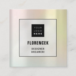 ロゴQRCODEショップホログラフメイクアップミニマリズム スクエア名刺