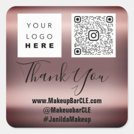 ロゴQRCode名感謝していショッピングバラ赤面 スクエアシール