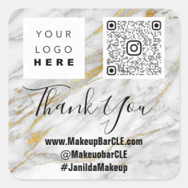 ロゴQRCode名感謝していショッピングフェイク大理石グレー スクエアシール