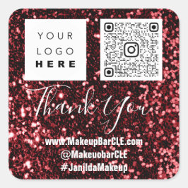 ロゴQRCode名感謝していショッピングブルゴーニュグリッター スクエアシール
