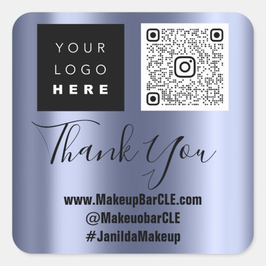 ロゴQRCode名感謝していショッピングブループロモーション スクエアシール (正面)