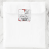 ロゴQRCode名感謝していショッピング大理石グレーレッド スクエアシール (バッグ)