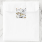 ロゴQRCode名感謝していショッピング灰色大理石金ゴールド スクエアシール (バッグ)