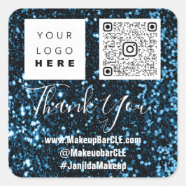ロゴQRCode名感謝していショッピングBlue Navy スクエアシール
