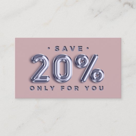 ロゴQRCODE 20%OFFディスカウント挿入ブルーバラ 名刺 (正面)