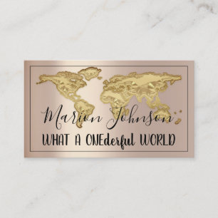 ロゴWorld Map Globe Map Travel Agencyバラ金ゴールド 名刺