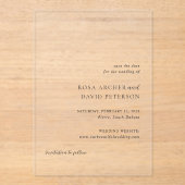 ロサエレガントウモダンウェディング日付を保存 アクリル招待状 (正面)