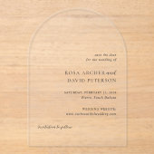 ロサエレガントウモダンウェディング日付を保存 アクリル招待状 (正面)