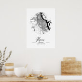 ロサリオ – アルゼンチンブラックウォーターシティマップ ポスター (キッチン)