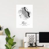 ロサリオ – アルゼンチンブラックウォーターシティマップ ポスター (ホームオフィス)