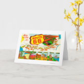 ロサンゼルスからのシカゴへのルート66の地図 カード (黄色い花)