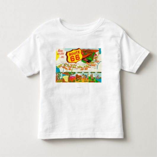 ロサンゼルスからのシカゴへのルート66の地図 トドラーTシャツ (正面)