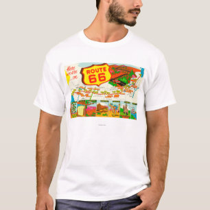 ロサンゼルスからのシカゴへのルート66の地図 Tシャツ