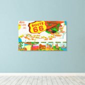 ロサンゼルスからシカゴまでの66号経路の地図 キャンバスプリント (インサイチュ (ウッドフロア))