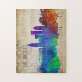 ロサンゼルスのカリフォルニア|の水彩画都市スカイライン ジグソーパズル (縦)