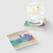 ロサンゼルスのカリフォルニア|の水彩画都市スカイライン ストーンコースター (横)