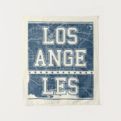ロサンゼルスのカリフォルニア|青い都市地図 タペストリー (正面)