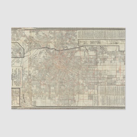 ロサンゼルスの保証地図および通り鉄道 薄葉紙 (正面)