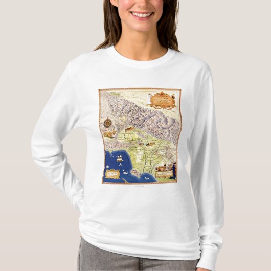 ロサンゼルスの地図のスペインのな、メキシコ牧場労働者の小屋 Tシャツ (正面)