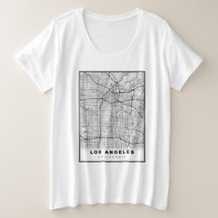 ロサンゼルスの地図 プラスサイズTシャツ