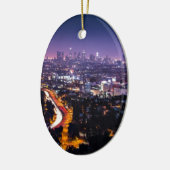 ロサンゼルスの夜のカリフォルニアスカイライン セラミックオーナメント (左)