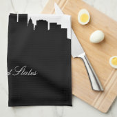 ロサンゼルスの白黒スカイライン キッチンタオル (四つ折り)