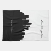 ロサンゼルスの白黒スカイライン キッチンタオル (横)