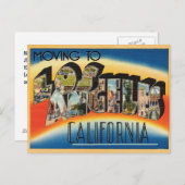 ロサンゼルスへのヴィンテージ変更住所 案内ポストカード (正面/裏面)