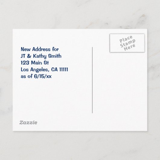 ロサンゼルスへのヴィンテージ変更住所 案内ポストカード (裏面)