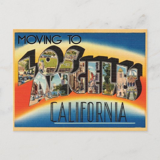 ロサンゼルスへのヴィンテージ変更住所 案内ポストカード (正面)